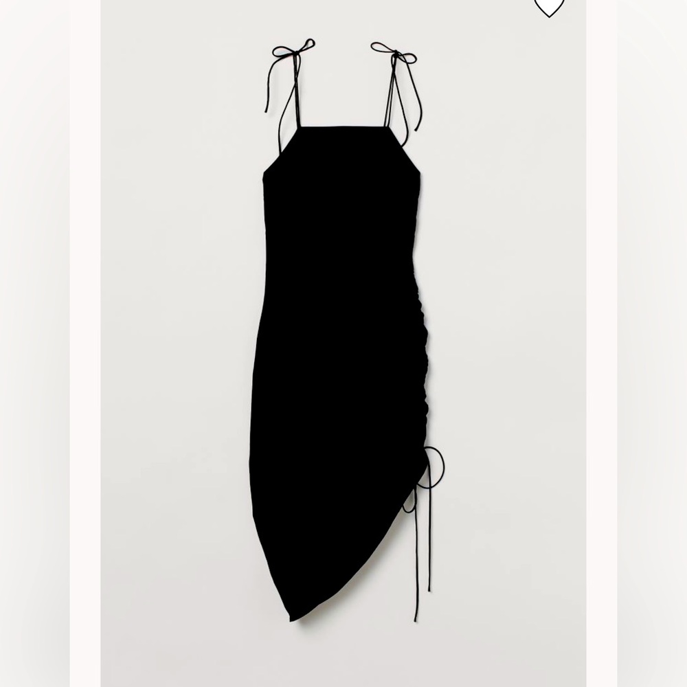 H&M organic linen blend black slip dress